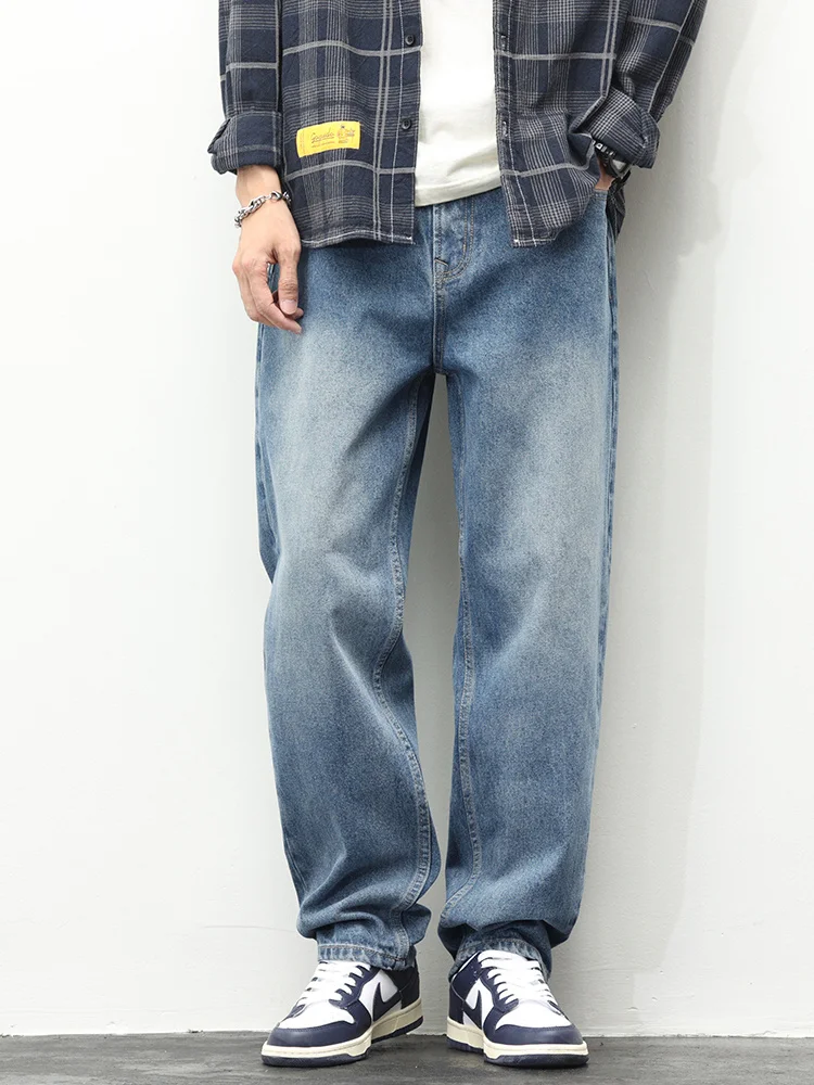 Jeans For Men Baggy Pants Loose Fit Wide Leg Straight Cut Light