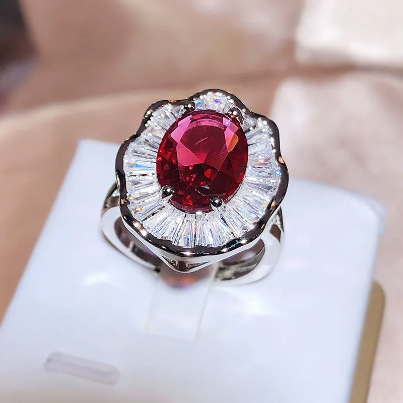 2024 Fashion Ruby 925 Sterling Silver Ring Punk Classic