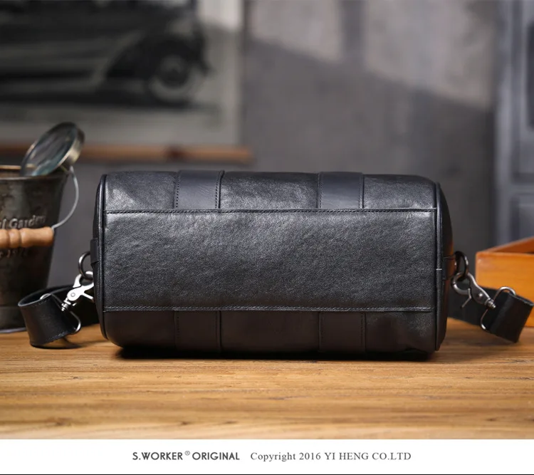 PNDME lässige, hochwertige erste Schicht Rindsleder Herren schwarze Umhängetasche Designer handgefertigte Reise-Umhängetasche aus echtem Leder – Detail 13