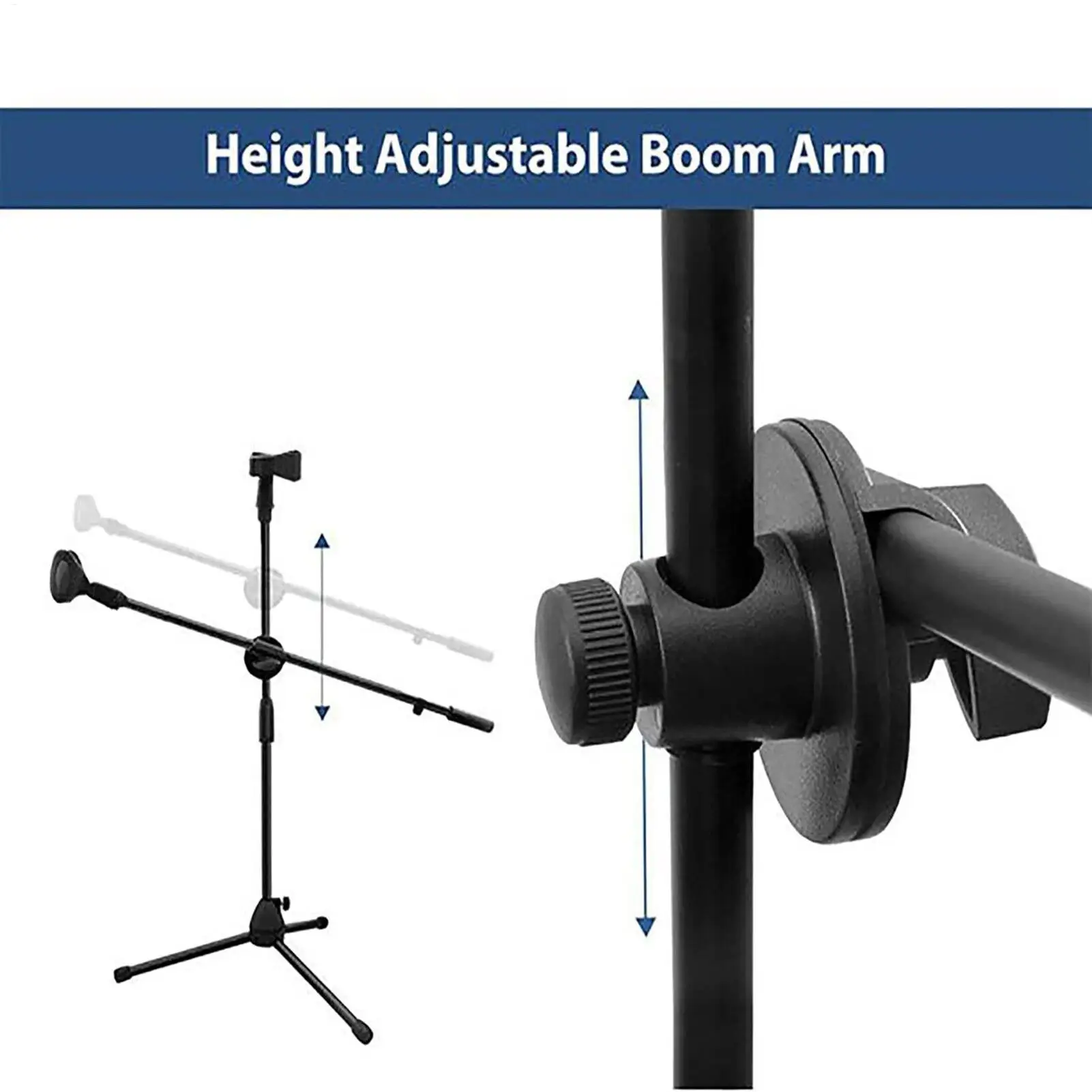 삼각대 붐 마이크 스탠드(마이크 클립 포함) 휴대폰 및 마이크는 포함되어 있지 않음, 접이식이며 가벼움, 팔 조절 가능