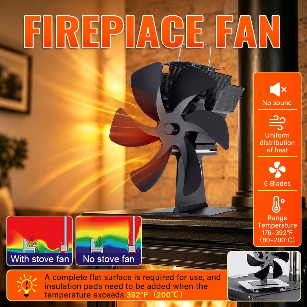 Eco-Friendly Heat Powered Wood Stove Fan | Efficient Quiet Heat Distribution System
