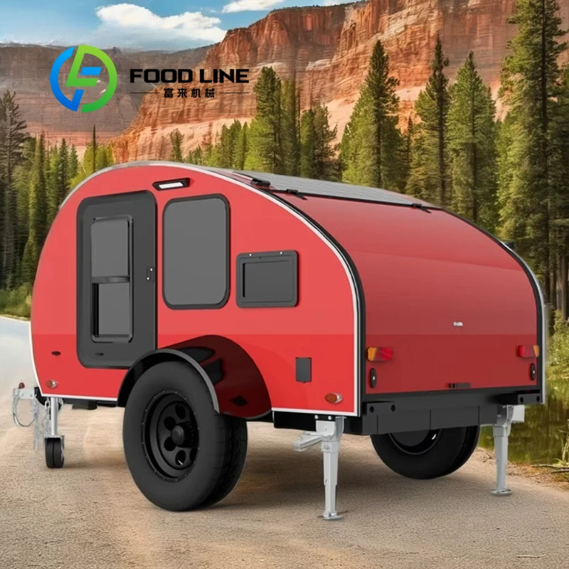 รถพ่วงแคมป์ปิ้งทรงหยดน้ำแบบเตี้ย โครงเหล็กชุบสังกะสีน้ำหนักเบา ผลิตตามสั่ง สำหรับการตั้งแคมป์และบ้านเคลื่อนที่ขนาดเล็ก 1