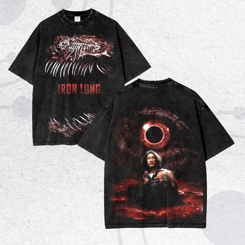 Iron Lung Washed T-Shirt, Oversize, Unisex, Streetwear für Paare, trendig, Y2k, kurze Ärmel, klassisch, hochwertig, weich, bequeme T-Shirts