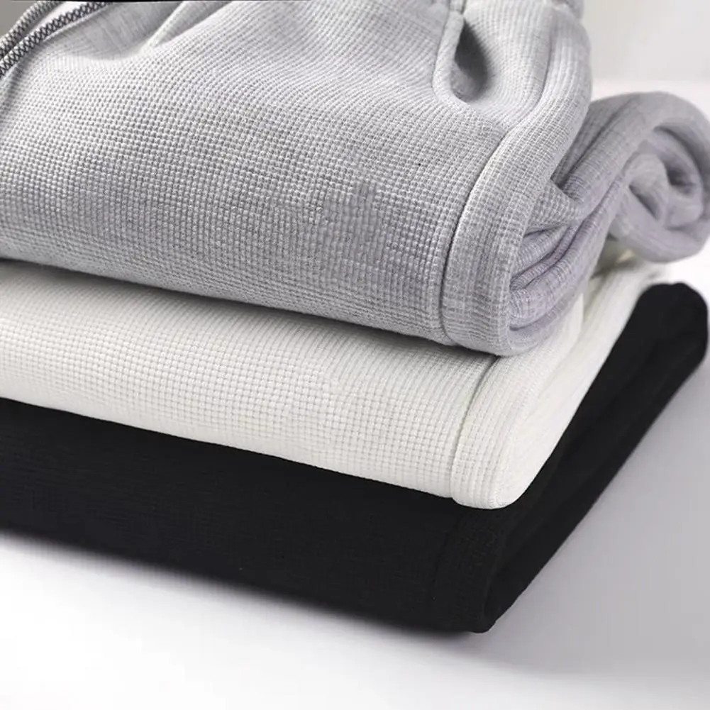 

Men Casual Trousers Men's Thickened Plush Winter Pants with Drawstring Waist Ankle-banded Design Soft Warm Trousers for Fall