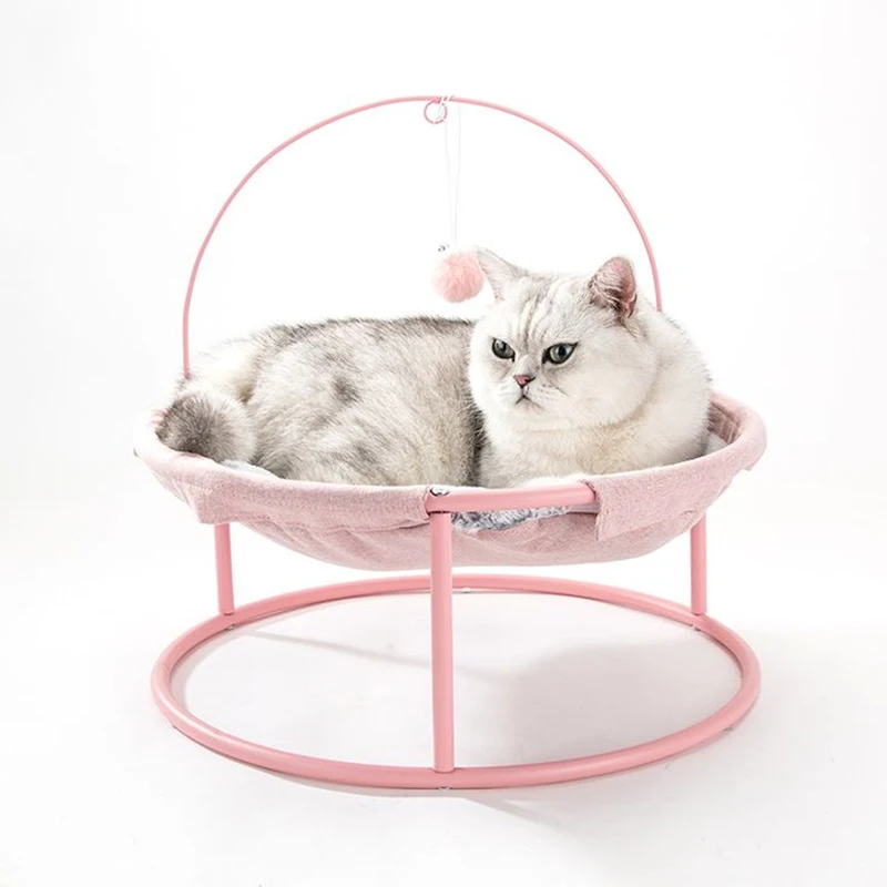 

Pet Hammock Bed,Cat Sleeping Bed Cattery, Small Dog Round Sofa with Dangling Ball,Detachable Breathable Easy Assembly Cat Suppli