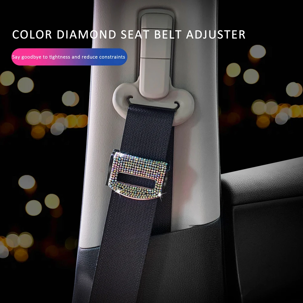 2PCS Universal Car Safety Seat Belt Buckle Clip Seat Belt Stopper Car Fixing Clips Bling Assessoires For Woman Seat Belt Clip Seat Belt Stopper Car Seat Belt Accessory
