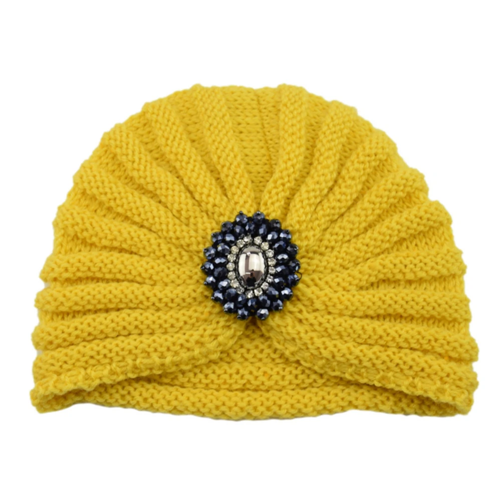 Women Bohemian Style Warm Winter Autumn Knitted Cap Fashion Boho Soft Hair Accessories Turban Solid Color Female Muslim Hat 4