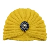 Women Bohemian Style Warm Winter Autumn Knitted Cap Fashion Boho Soft Hair Accessories Turban Solid Color Female Muslim Hat 4