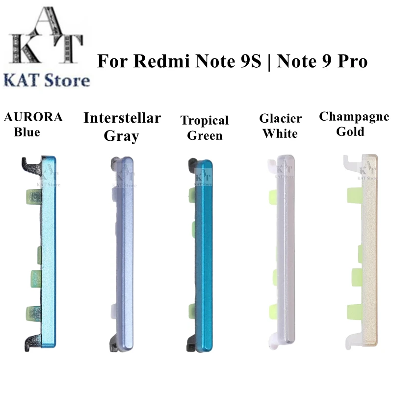 

KAT For Xiaomi Redmi Note 9S 9 Pro Phone Housing New Side Key Volume Control Button Repair Replacement Part