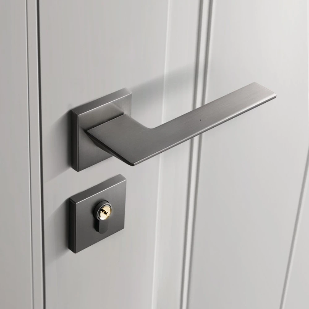 Modern Grey and Black Door Handle Lever Lock Kitchen, Bedroom, Bathroom, Office, Hotel-ping door handle lock