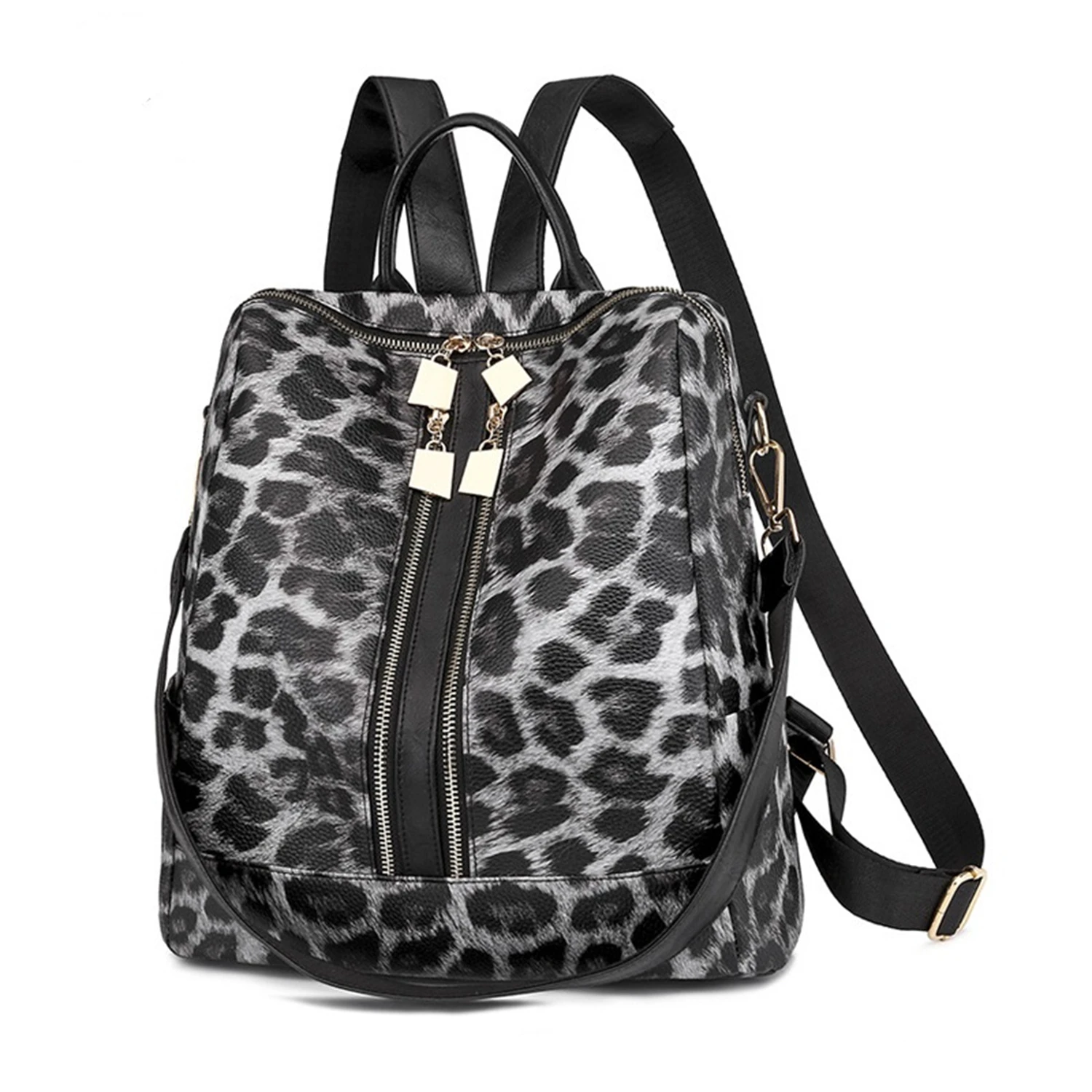 

Women Luxury PU Leather Leopard Cow Diaper Backpack with Purse Waterproof Larger Capacity Backpacks For Travel School Bags