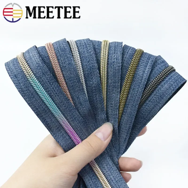 1/2Meters 5# Nylon Waterproof Zipper Tape Decorative TPU Invisible Zip Bag  Jacket Clothes Luggage Zips