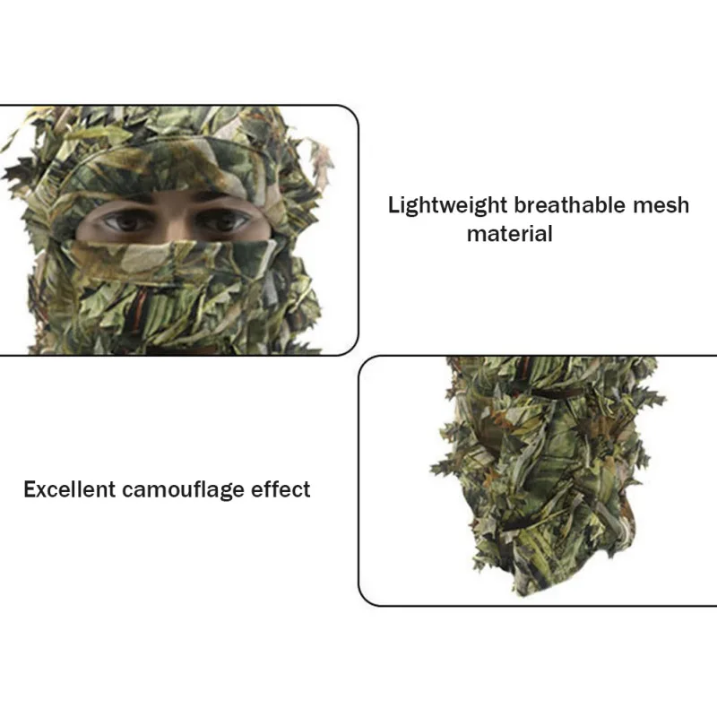 Camouflage Mask Outdoor Hunting Training 3D Leaf Mask Cap Woods Paintball Pigeon Shooting hunting accessories