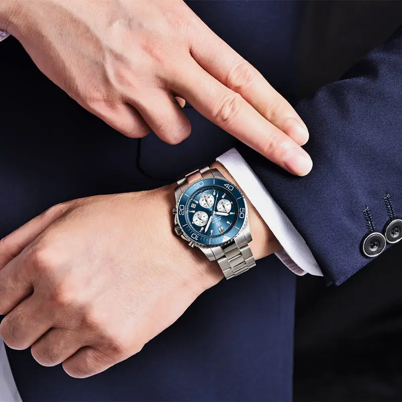 Male Wristwatch Stainless Steel Quartz Panda Chronograph Watch Sport Business Sapphire Glass Top Brand Luxury Clock Men Watch