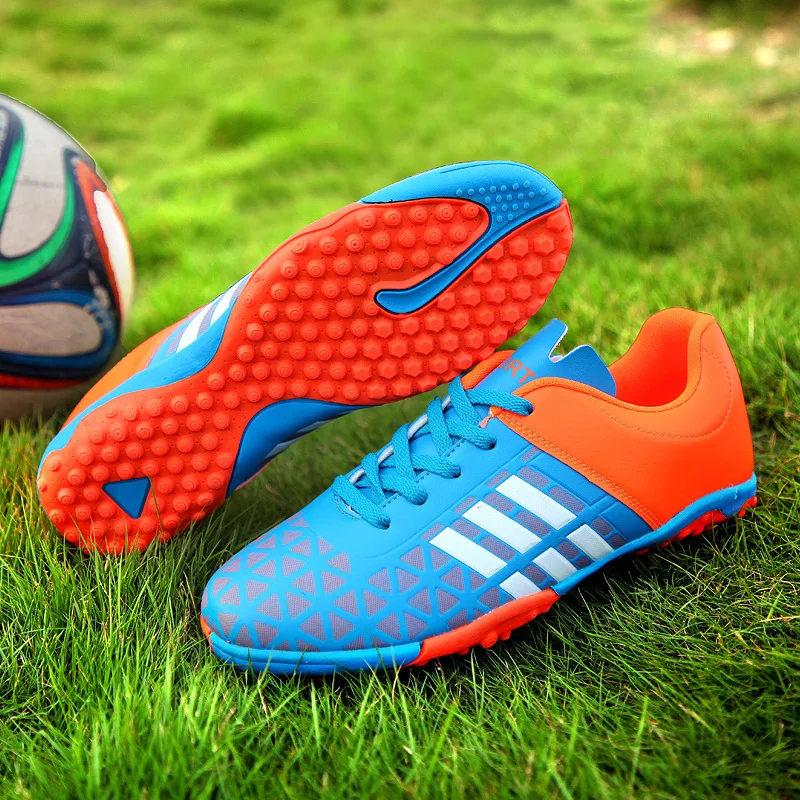 Letter Printed Kids Soccer Shoes Cleats Indoor Turf Futsal Shoes Boys Green Long Spike Football Children Zapatos De Futbol