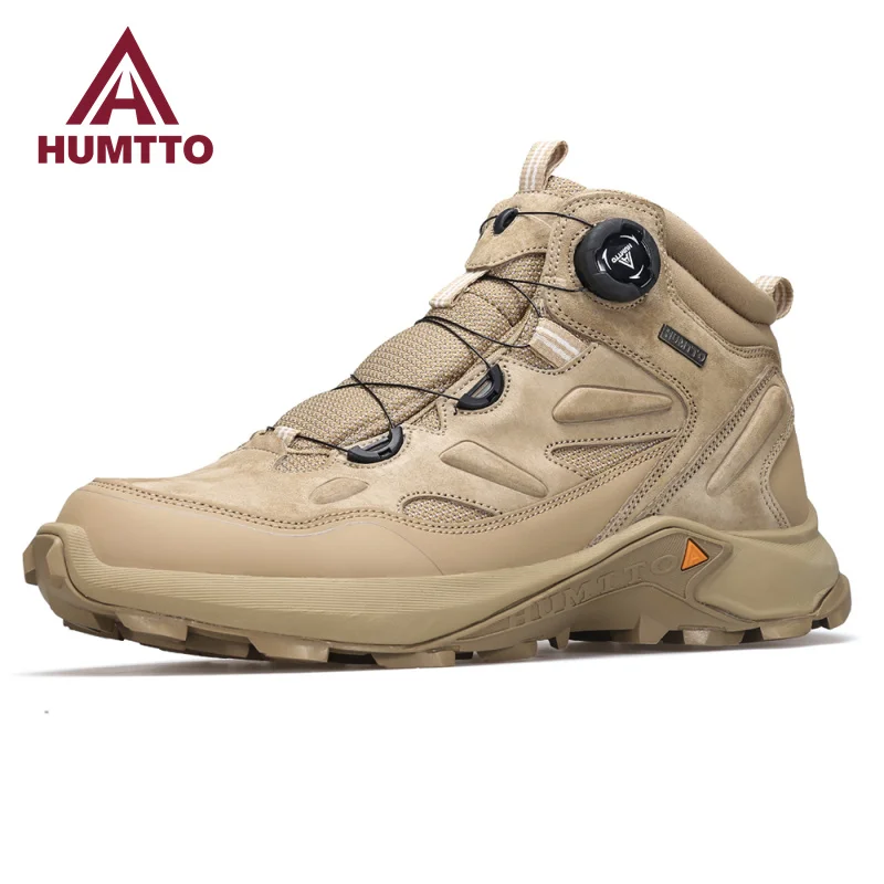 HUMTTO Leather Boots Male Winter Waterproor Platform Ankle Boots for Men Black Men's Sneakers Luxury Designer Work Safety Shoes