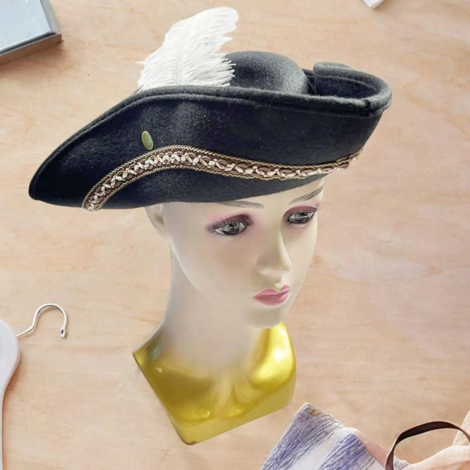 Pirate Hat Vintage Costume Accessories Dress up Buccaneer Tricorn