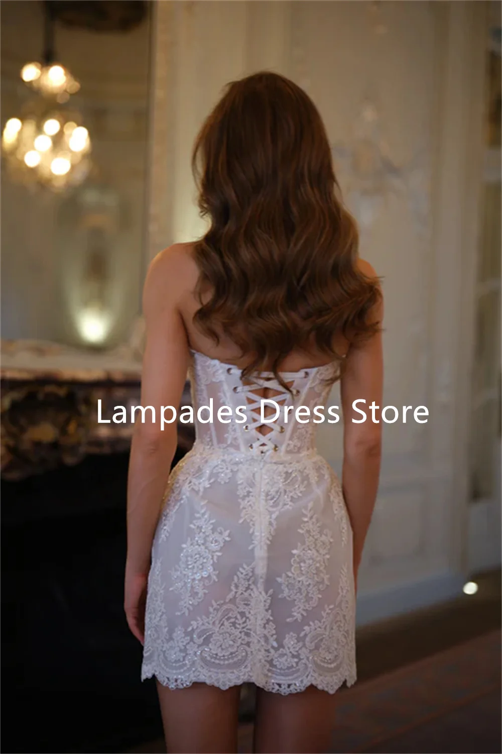 Unique Spaghetti Straps 3D Flower Lace Applique Wedding Dress Short/Sheath Custom Made Bridal Gown Vestido De Noival