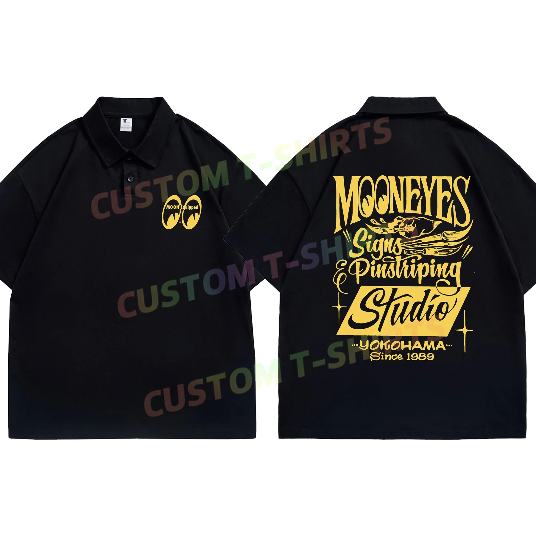 

Summer Cotton Mooneyes Moon Equipped Speed Polo Shirts Casual Oversized T Shirt for Men Hip Hop Breathable Streetwear M-5XL