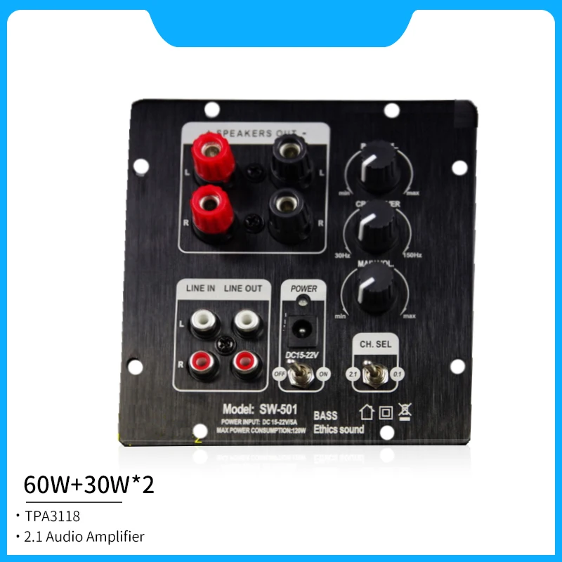60W+30W*2 TPA3118 2.1 Audio Amplifier Digital Subwoofer Amplifiers
