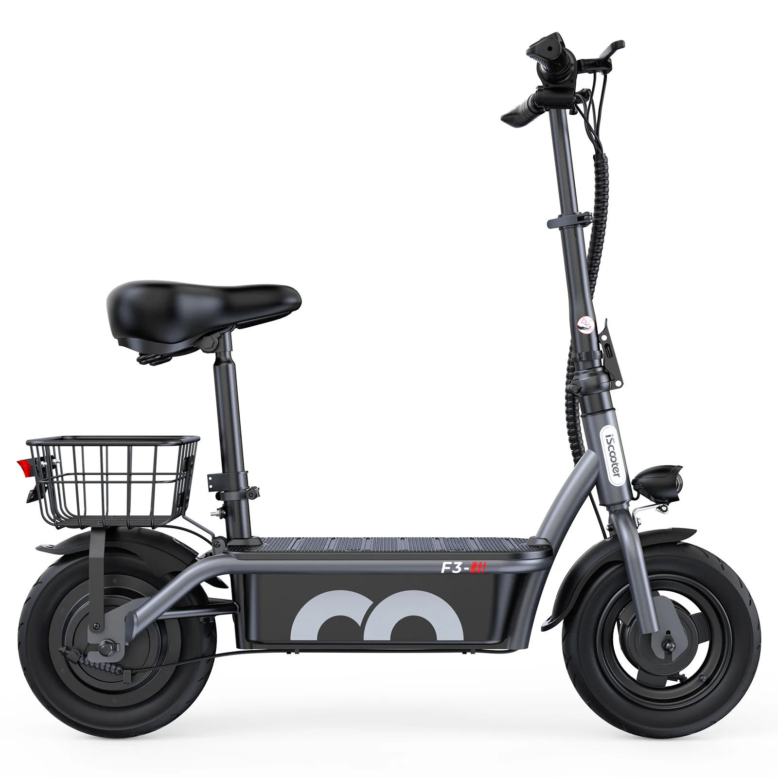 Monopattino Elettrico iScooter F3 10'' con Motore 1000W, Batteria 48V/13Ah, Velocità Massima 45KM/H, Sedile e Cestino, Piccolo Scooter per la Spesa - immagine 6