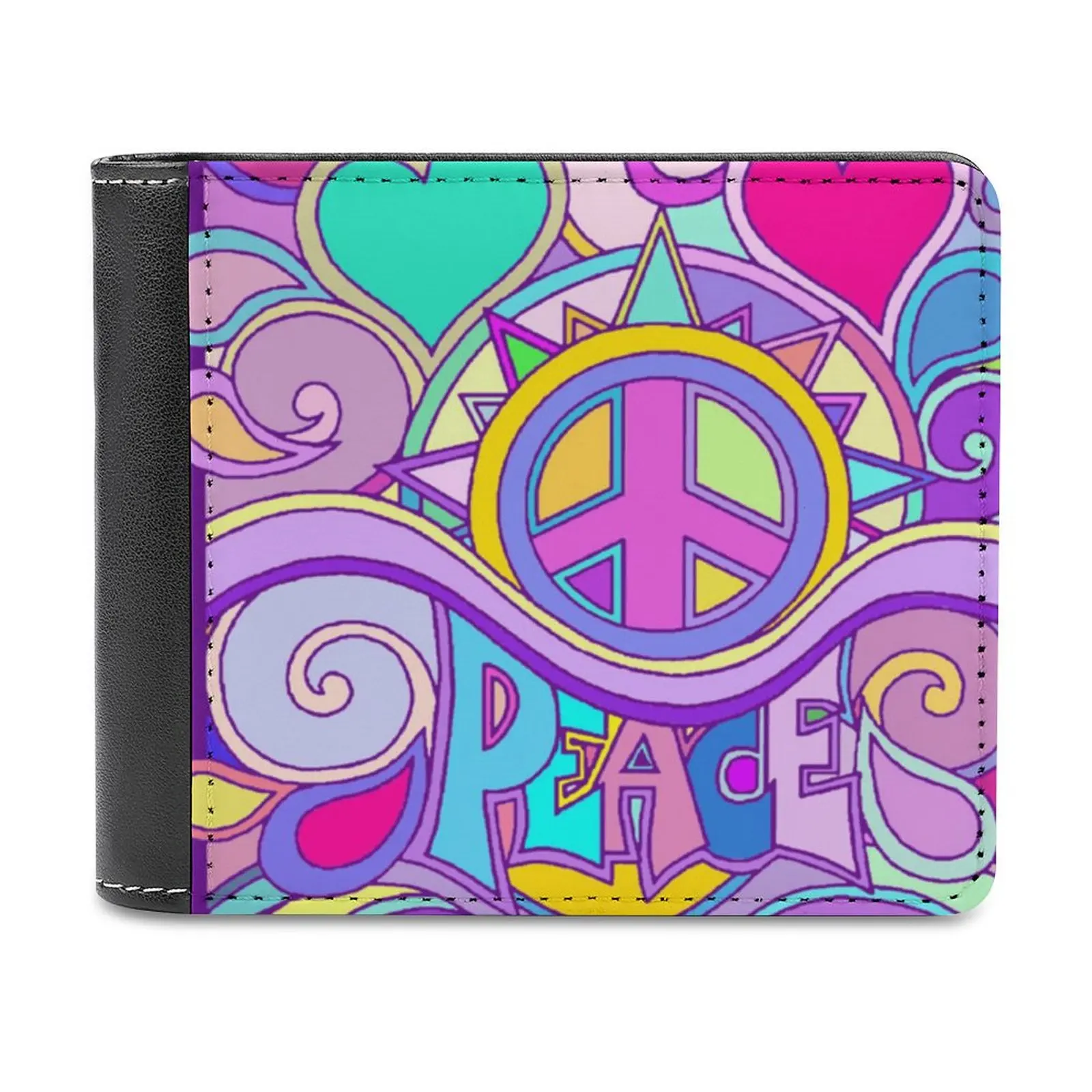

Psychedelic Hippy Retro Peace Art Fashion Credit Card Wallet Leather Wallets Personalized Wallets For Men And Women Hippie