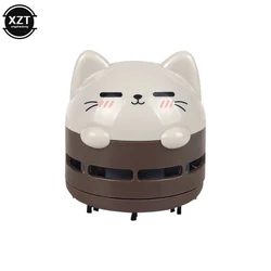 Compact USB Rechargeable Cartoon Desktop Vacuum Cleaner for Dust and Confetti Removal (Brown)
