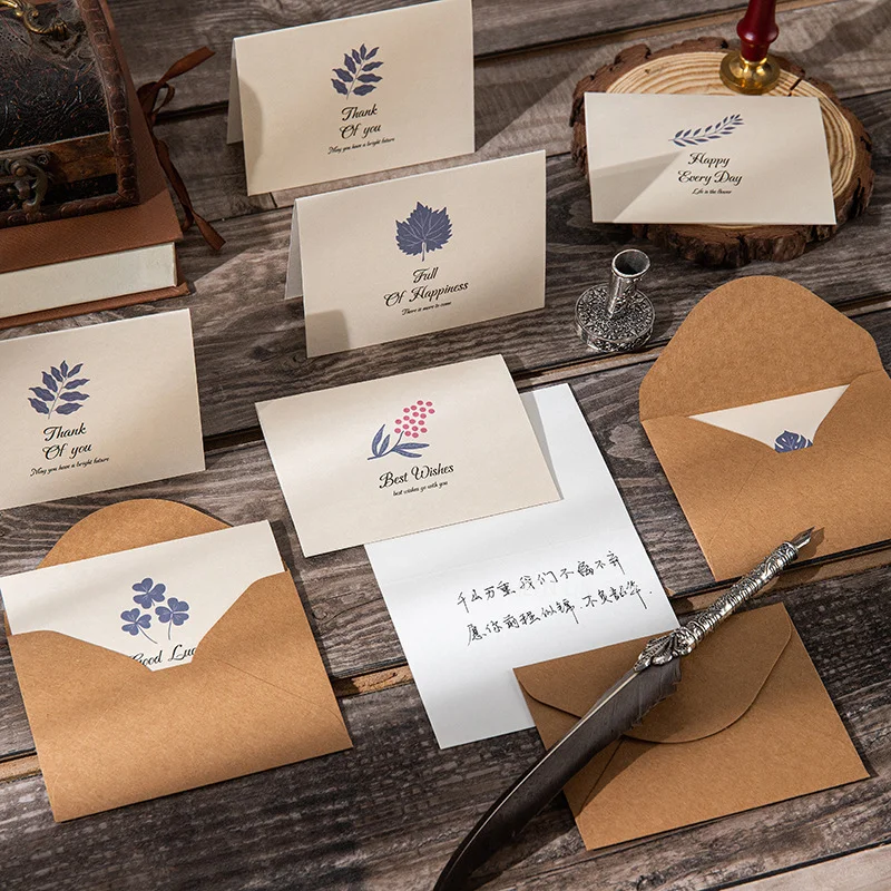 2025 Mother's Day Greeting Card Birthday Gratitude Blessing Card Small Holiday Business Kraft Paper Message Card Envelope