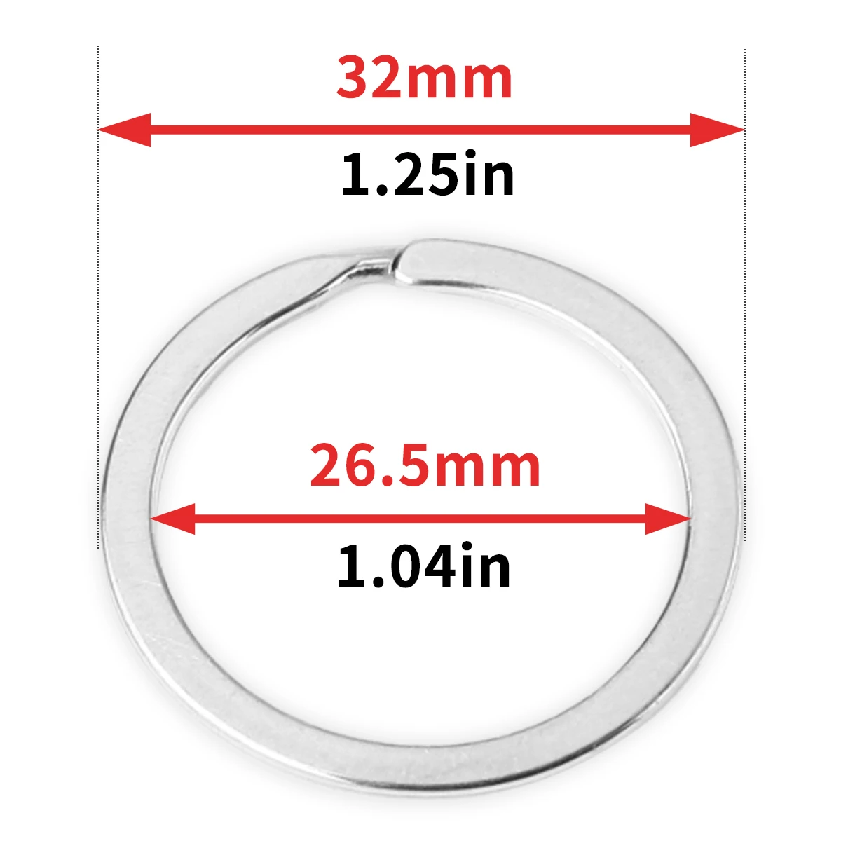 Assortment of Round Flat Line Split Rings for Keychain and Jewelry Crafting (Multiple Sizes, 20-100 Pieces)