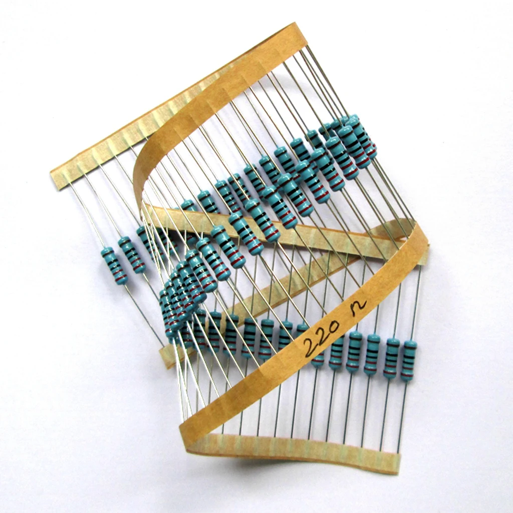 50pcs Film Resistors 220ohm 1W Metal Film Resistance 5 Color Ring