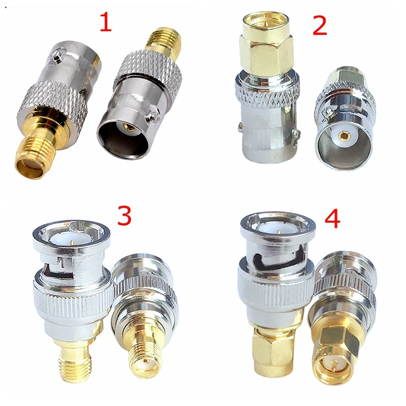 Bnc para Sma Macho Fêmea em Linha Reta Conector Sma Macho Fêmea para Bnc Masculino Fêmea Niquelado Latão Coaxial rf Adaptadores Peças Lote q9