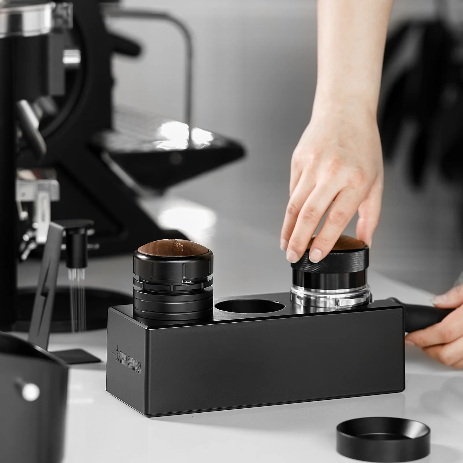 efuturetime Tamperstation 51-58 mm, zwart, espresso tamping station