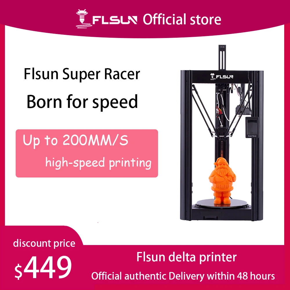 FLSUN SR Super Racer Delta 3D Printer 200mm/s High-Speed Printing Auto-leveling Touch Screen Large Printing Size 260*260*330mm best 3d printer