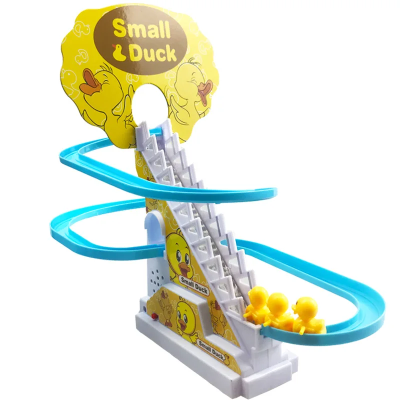 

Funny Duck Climbin USB Duckling Climbing Stairs Glowing Music Slide Children's Sliding Electric Rail Car Internet Celebrity Toys