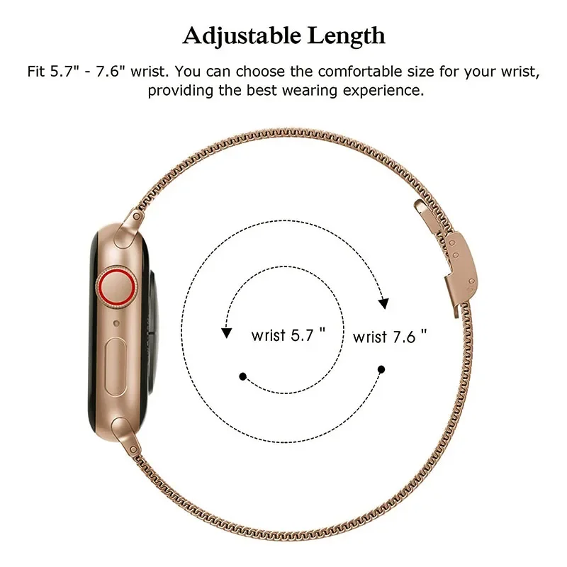 Slim Bracelet Metal Band for Apple Watch 8 7 6 SE 5 4 3 38 40 41 45 49MM Ultra Stainless Steel Milanese Strap for iwatch 42 44MM
