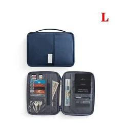 Women's Waterproof Multi-Function Travel Document Organizer in Pink (Navy blue  L)