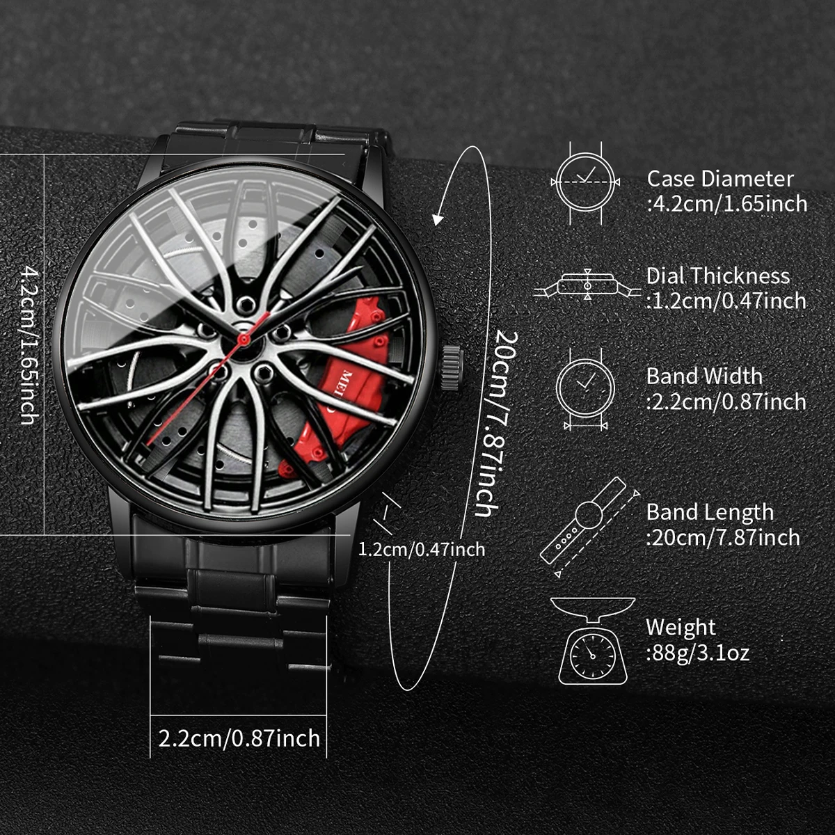 2PCs/Set Men's Classic Watch Trendy Style Business Quartz Steel Strip Watch Exquisite Gift Watch Set( Box Not Included)