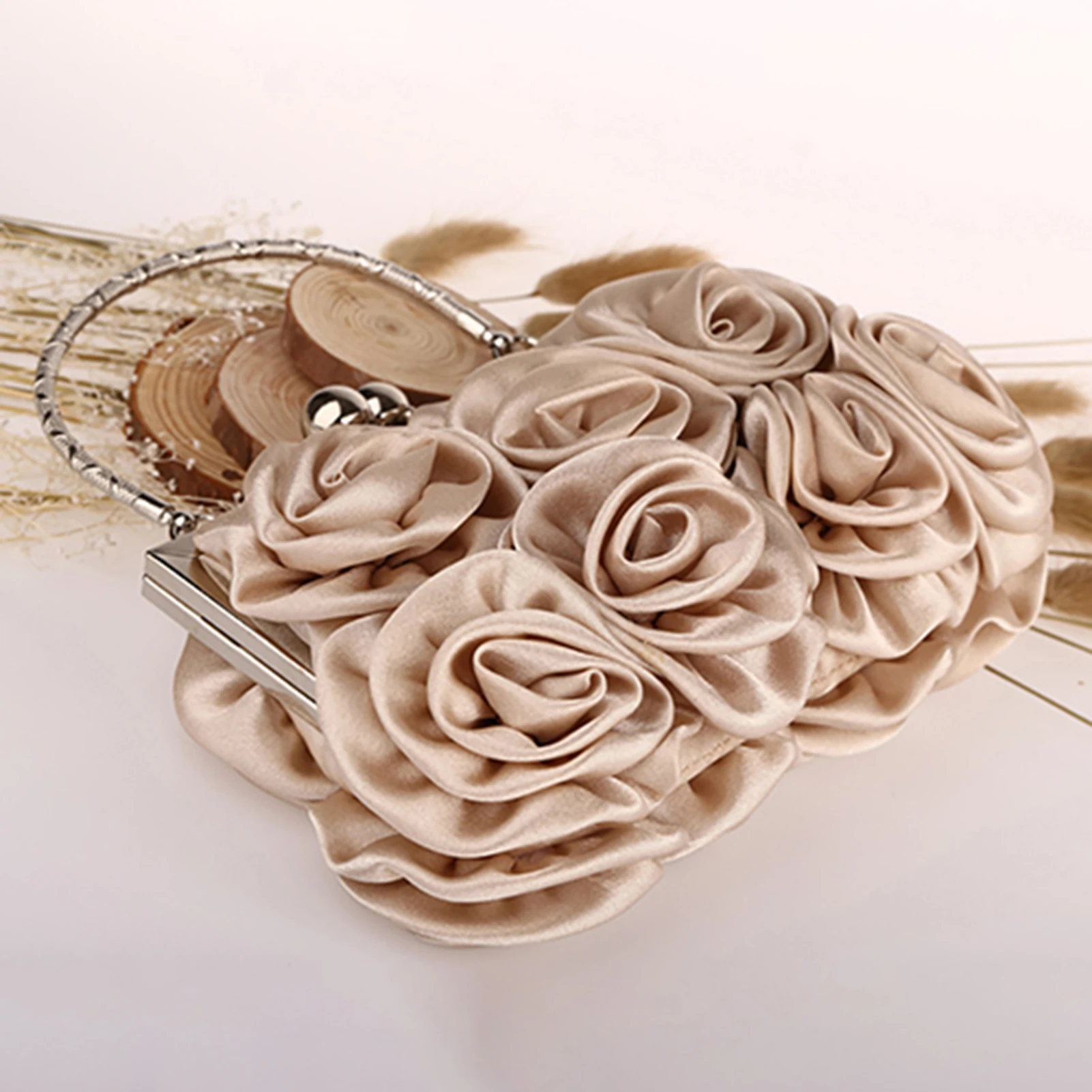 Women Evening Bag Handbag Women's Tote Bag Rose Flower Pattern Clutch Bags Evening Party Bridal Handbag