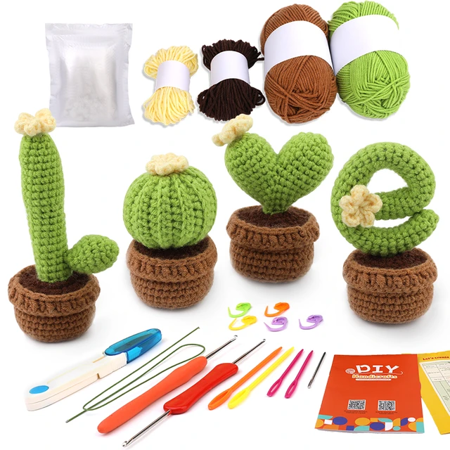 KRABALL 4pcs Crochet Potted Kit for Beginners With Instructions Knitting  Yarn Thread Needles Easy Knit Accessories DIY Craft - AliExpress