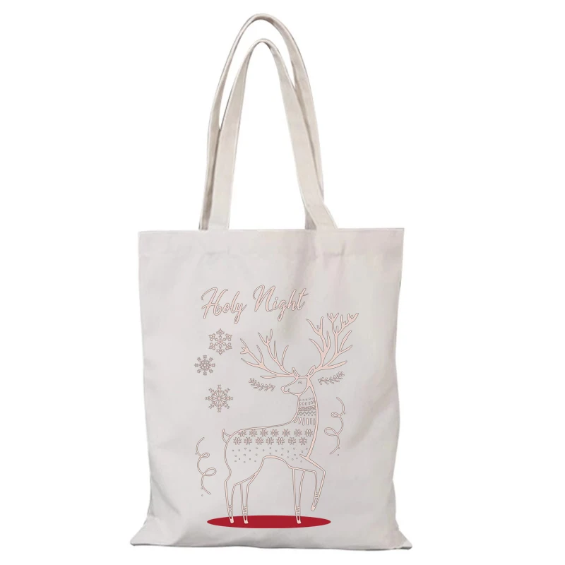 Neujahrsgeschenk Mann Einkaufstasche Frau Cartoon Frohe Weihnachten Damen Einkaufstasche Handtaschen Dame Taschen Sac De Courses Eco Shopper die – Detail 8