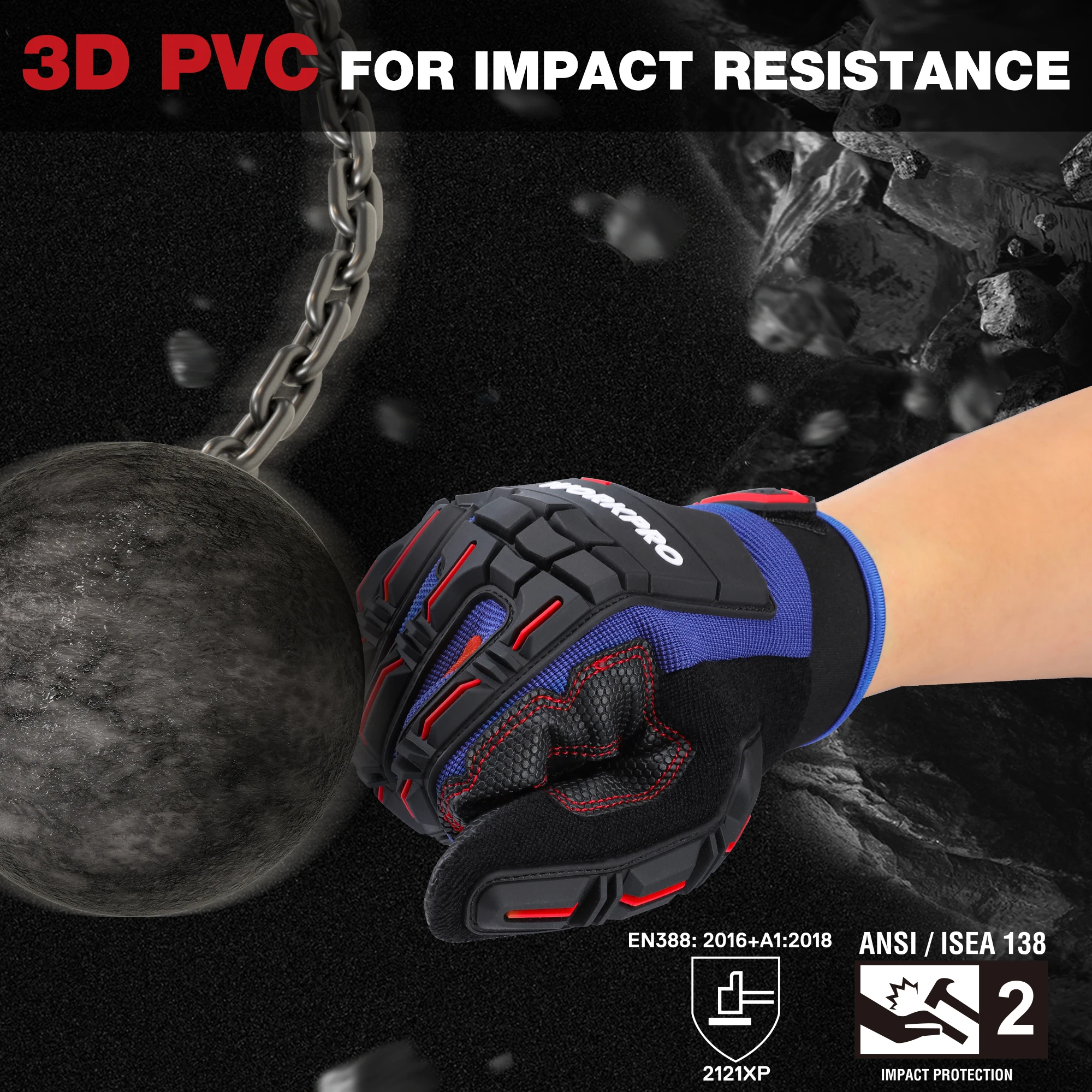 WORKPRO-guantes de trabajo de alta resistencia, guante de dedo completo con pantalla táctil, protección contra impactos, manoplas tácticas del ejército militar para disparar Paintball