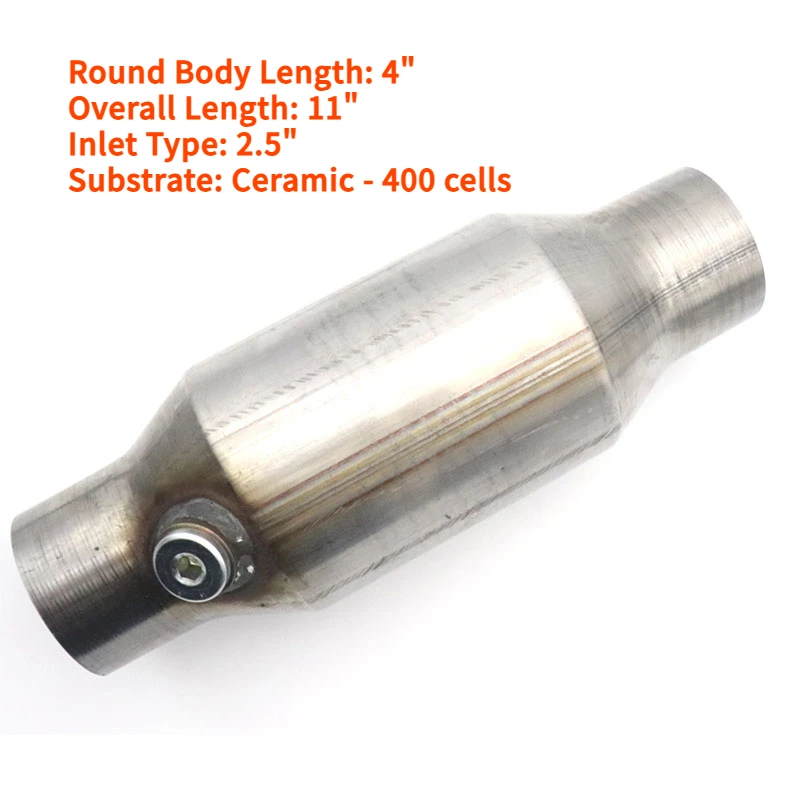

Universal 2.5" Inch Car Catalytic Converter High Flow Sport Exhaust Muffler 400 Holes Stainless Steel Weld-On