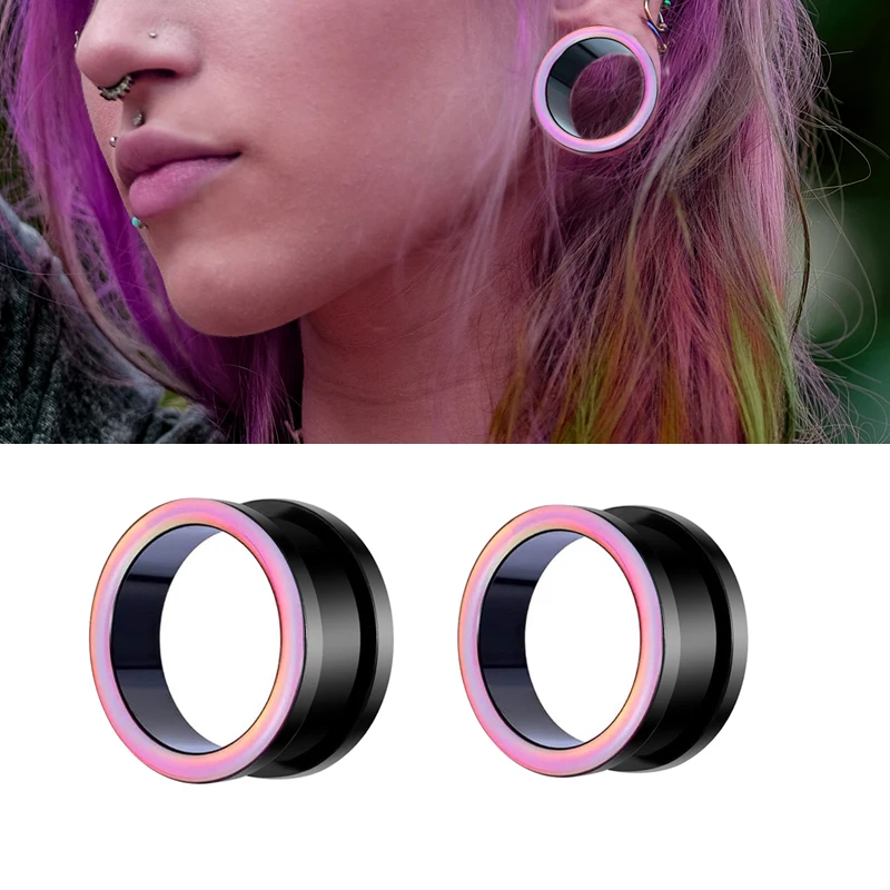 1 Pair Stainless Steel Ear Plugs and Tunnels Piercing Jewelry Screw Stretchers Expanders Punk Unisex Earrings Ear Gauges Plugs