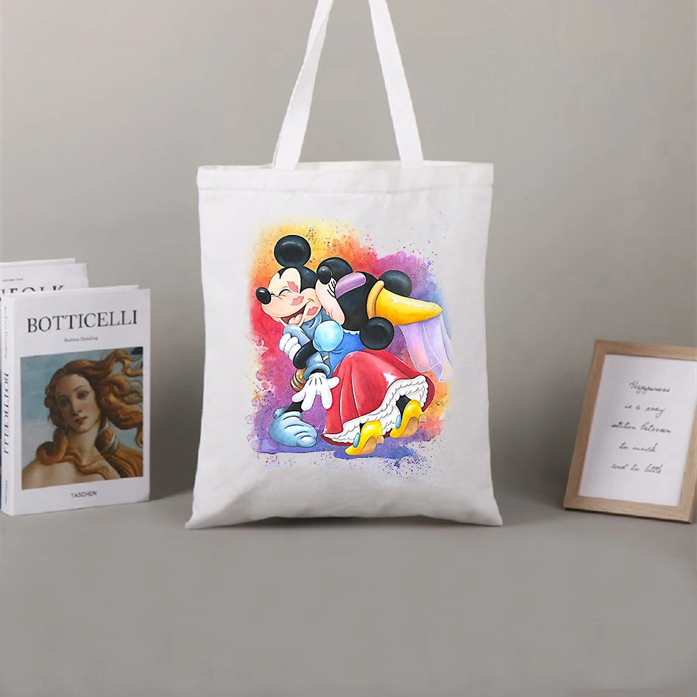Disney Mickey And Minnie Ladies Shoulder Cartoon Shopping Bag Girl Fashion Leisure Tote Bag Solid Color Women'S Bag 2022 Trend