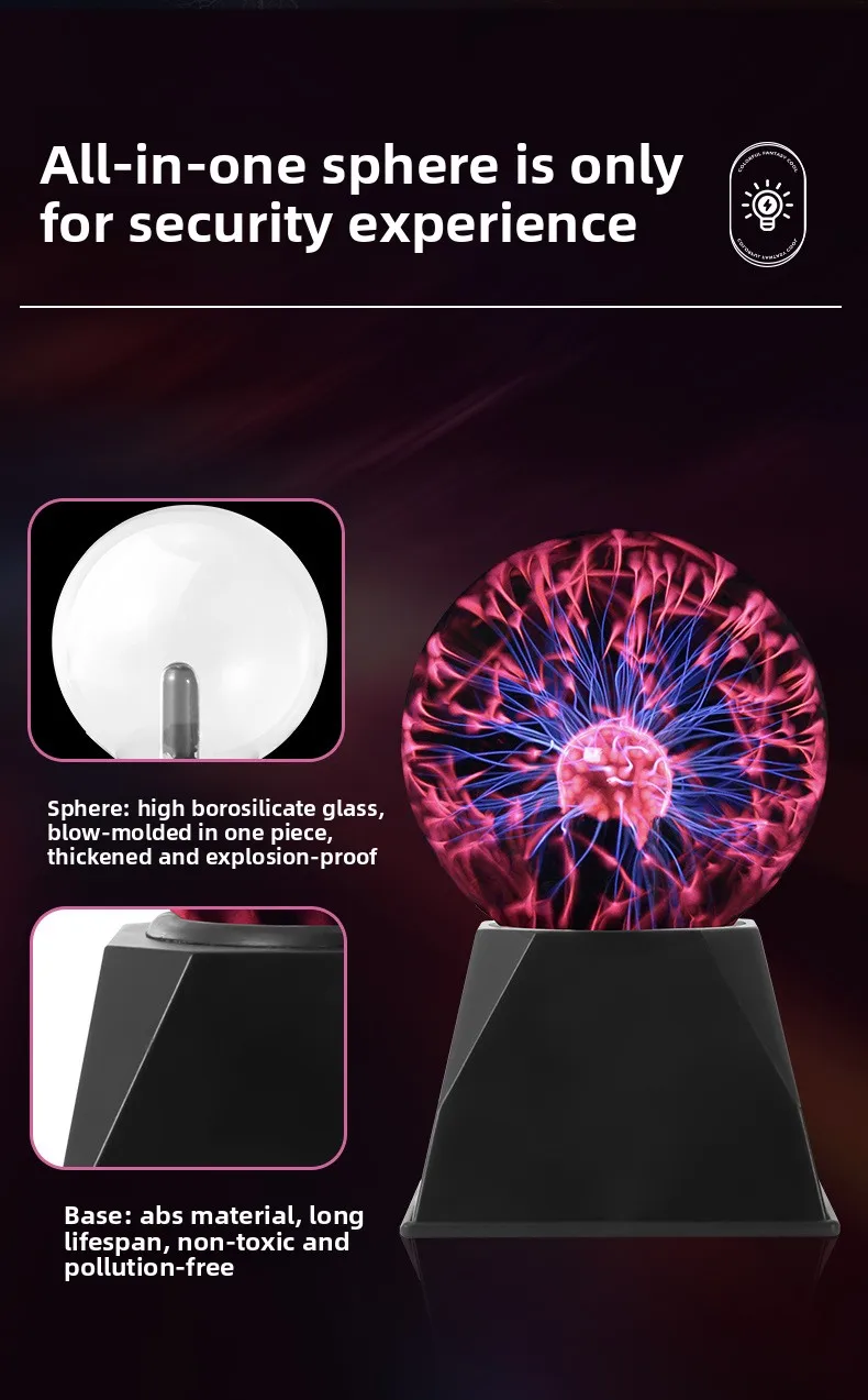 Lámpara de Bola de Plasma de Cristal Mágico, Luz Nocturna LED de 3/4/5/6/8 Pulgadas, Regalo de Cumpleaños para Niños, Re