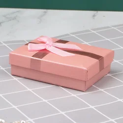 12-Piece Elegant Cardboard Jewelry Gift Box Set with Bow and Cushion - 12pcs (Pink)