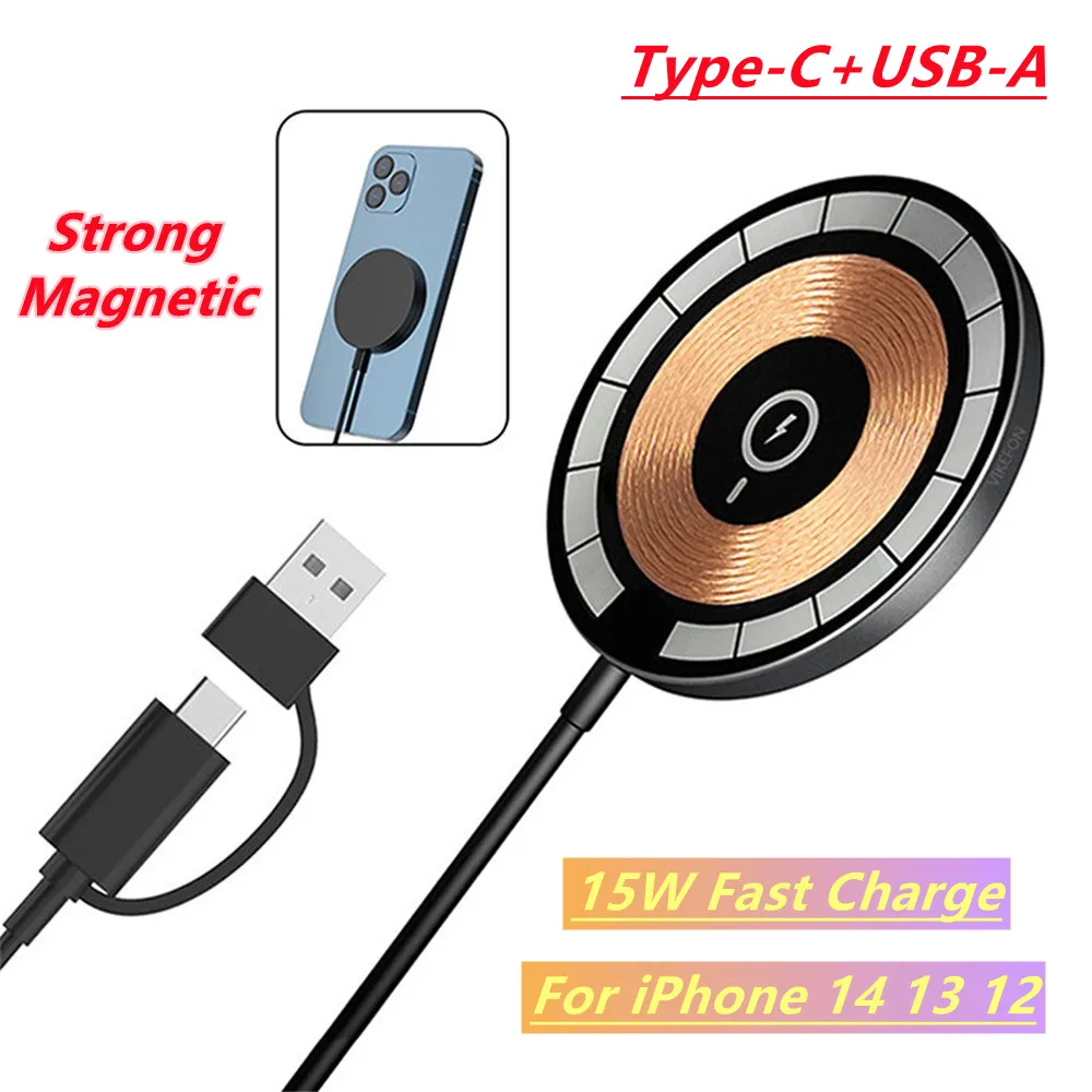 

NEW 15W Magnetic Wireless Charger Pad For iPhone 14 13 Pro Max Mini Magsafe Qi Fast Charging Dock Station For iPhone 12 Mini Pro