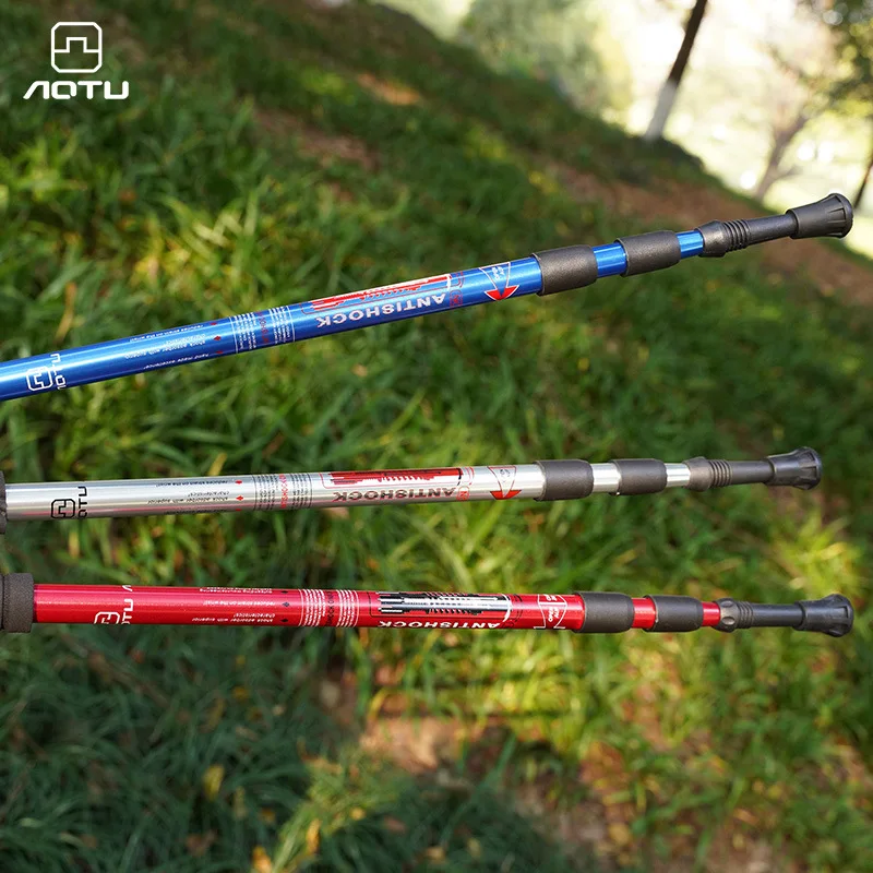 Ultra-light Telescopic Alloy Hiking Walking Stick Pole Soft Handle Bar Alpenstock 3 Sections 3