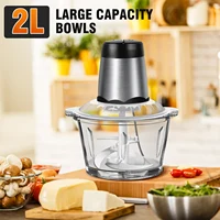 Hachoir à viande électrique 300 W avec récipient en verre de 2 L, 2 vitesses, 4 lames durables, facile à utiliser et à nettoyer 3