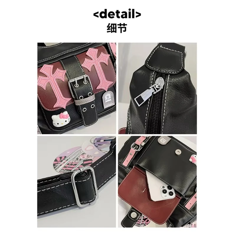 punkandyo ec melodi y2k リメイク　バック Sanrio Hello Kitty Gothic Punk Vintage Pink Cross Chains